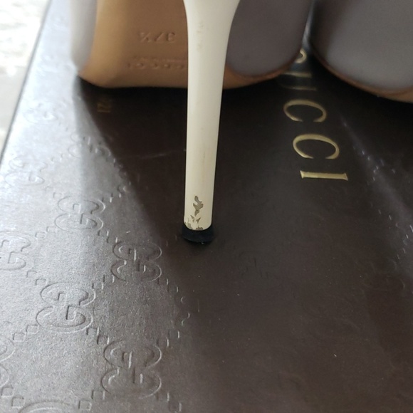 Gucci Gray Peep Toe Heels Sz 37.5 - Picture 5 of 8